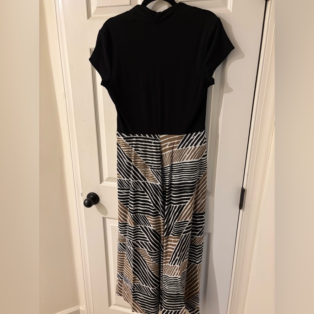 Talbots Black and Tan Patterned Maxi Dress Size 12 - Picture 6 of 11